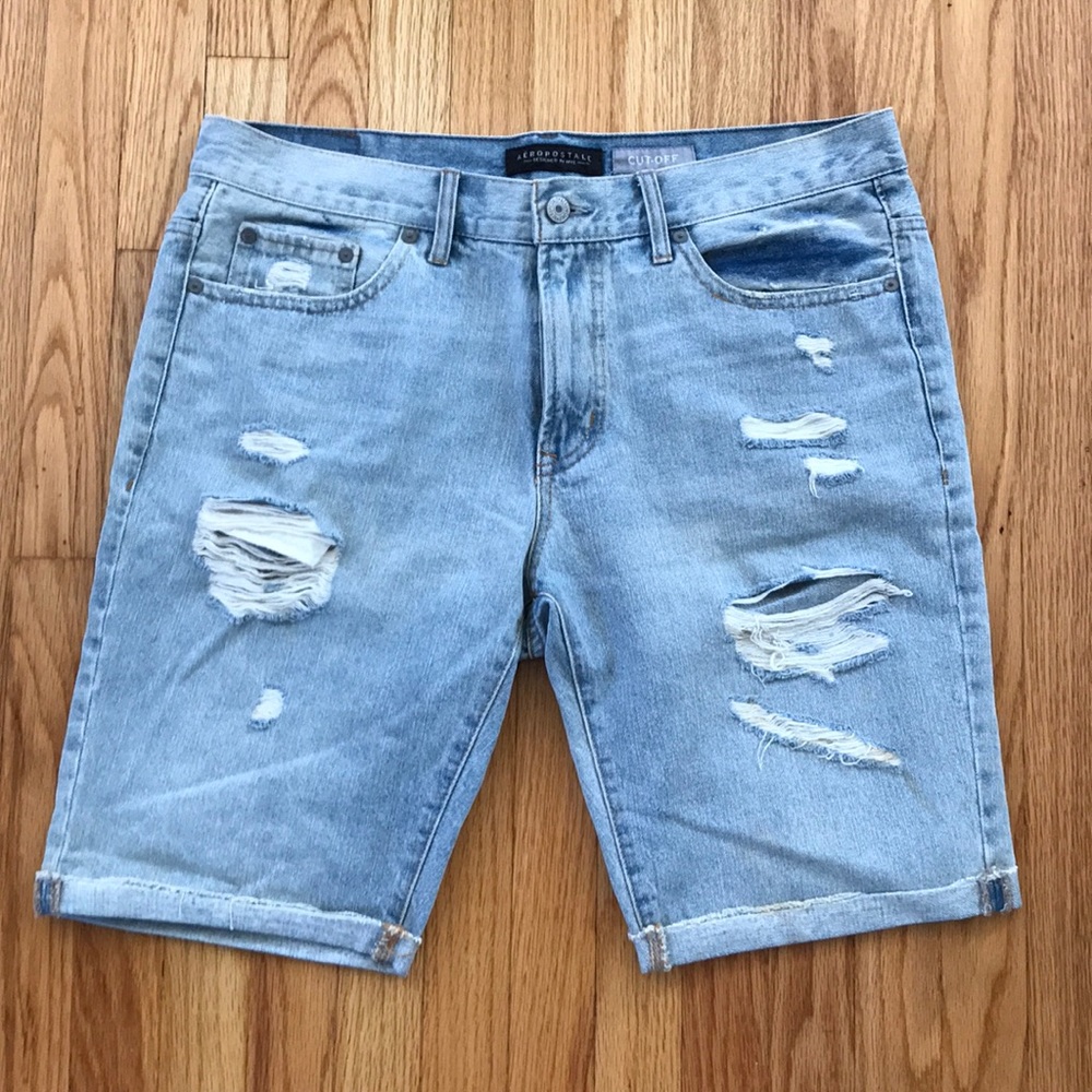 Aeropostale Thrashed Denim Shorts